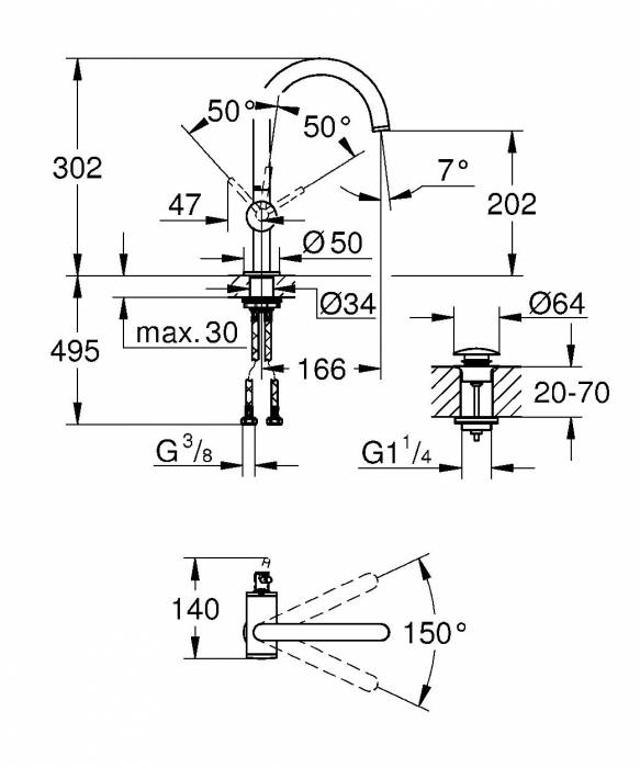 GROHE 32042DC3 Atrio New Смеситель однорычажный для раковины на 1 отверстие, размер L, СуперСталь. Фото