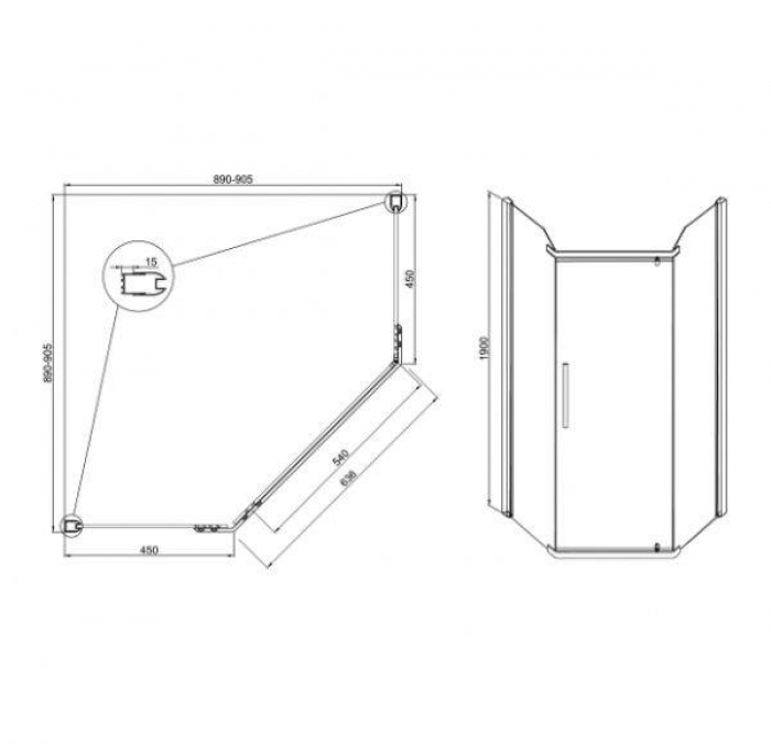 Душевой угол SOLE Quadro 90х90. Фото