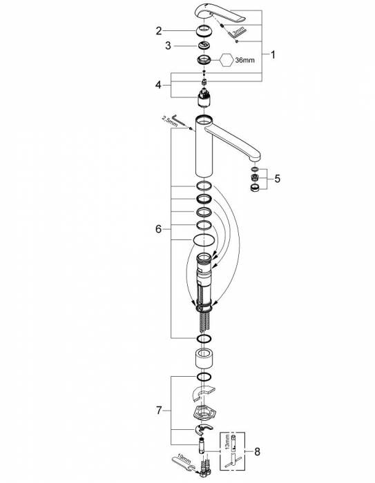 GROHE 30208000 Euroeco Special Смеситель для раковины, средний излив. Фото