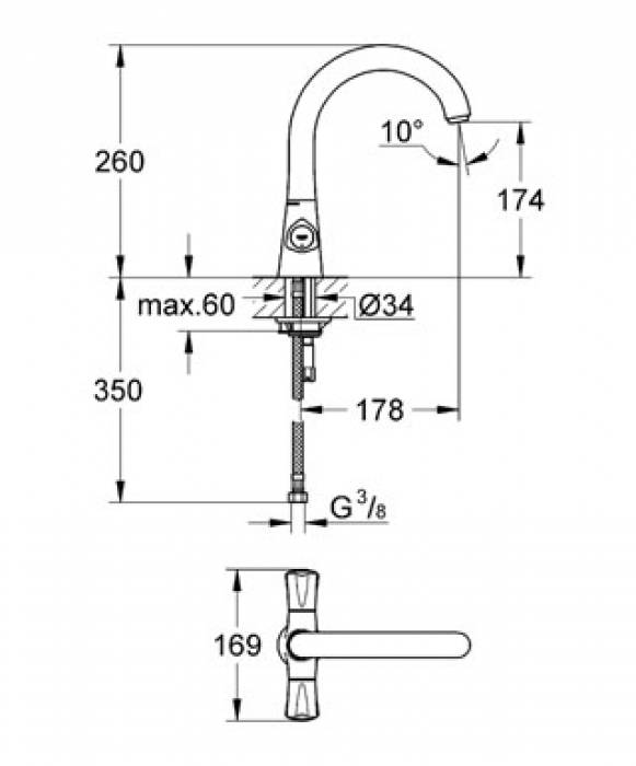 Смеситель для мойки GROHE Avina 31064000. Фото