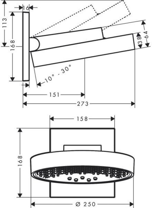 Верхний душ Hansgrohe Rainfinity 250 3jet 26232000. Фото