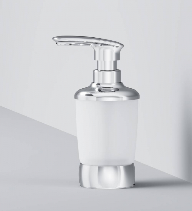 Стеклянный диспенсер для жидкого мыла, отдельностоящий AM.PM Sensation A3031900 для ванной комнаты. Фото