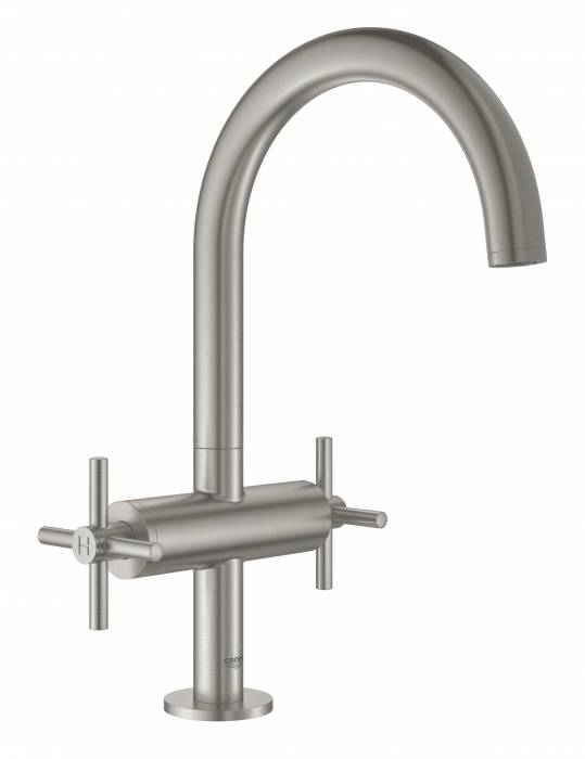 GROHE 21019DC3 Atrio New Смеситель двухвентильный для раковины на 1 отверстие, крестобразная ручка, размер L, СуперСталь. Фото