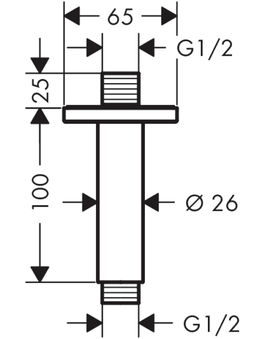 Потолочное подсоединение 100 мм Hansgrohe Vernis Shape 26406670 черный. Фото