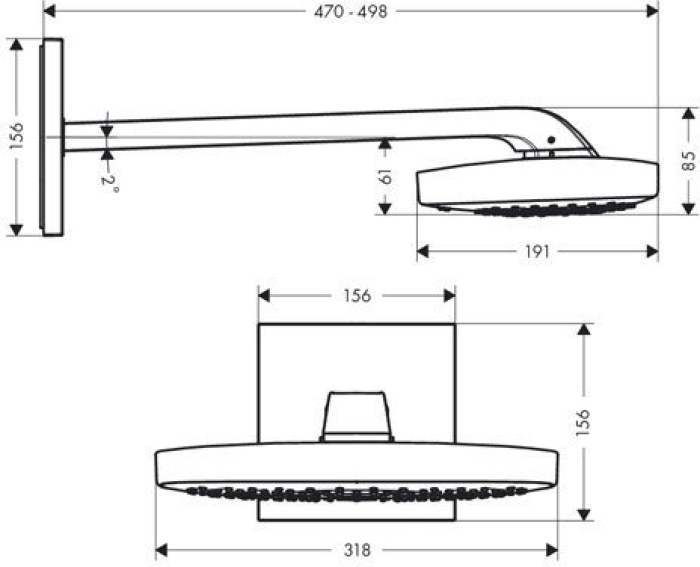 Верхний душ Hansgrohe Raindance Select Е 300 3jet белый/хром 26468400. Фото