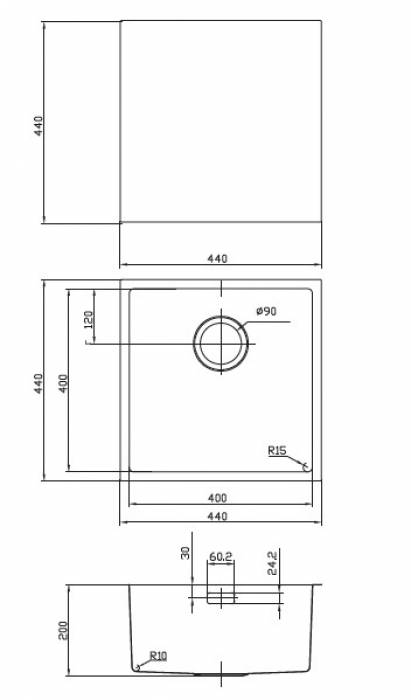 Мойка для подстольного монтажа бронза Edifice IDDIS EDI44B0i77. Фото