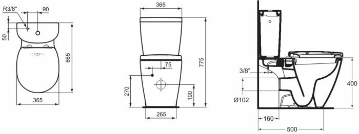 Унитаз напольный с функцией биде IDEAL STANDARD Connect E781801. Фото