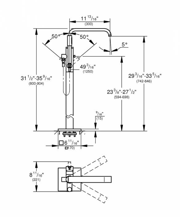 Смеситель для ванны GROHE Allure 32754001. Фото