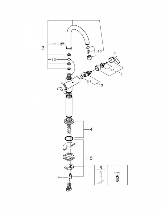 Смеситель для раковины GROHE Atrio Ypsilon 21044000. Фото