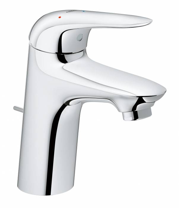 Eurostyle 2015 Solid Смеситель для раковины со сливным гарнитуром, S-Size, с GROHE 23709003 SilkMove® ES с энергосберегающей функцией (подача холодной воды при центральном положении рычага). Фото