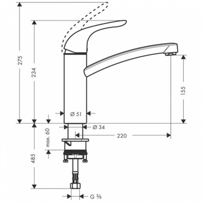 Смеситель для кухни HANSGROHE Focus E 31780000. Фото