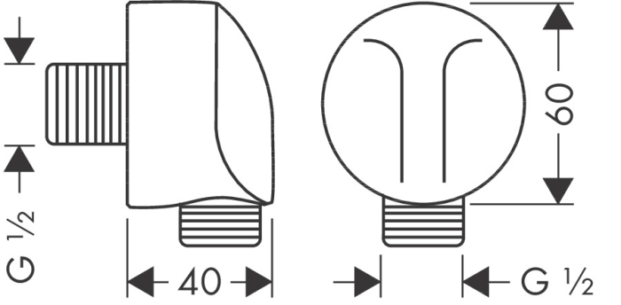 Шланговое подсоединение без клапана обратного тока E Hansgrohe FixFit 27454340, черный хром. Фото