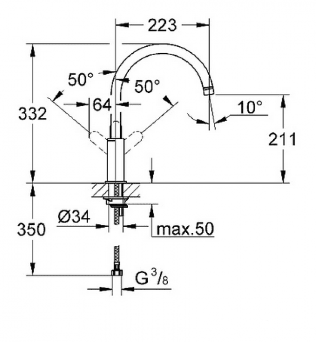 Смеситель для мойки GROHE BauEdge 31367000. Фото