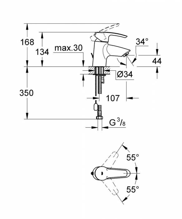 Смеситель для раковины GROHE Eurostyle New 33557001. Фото