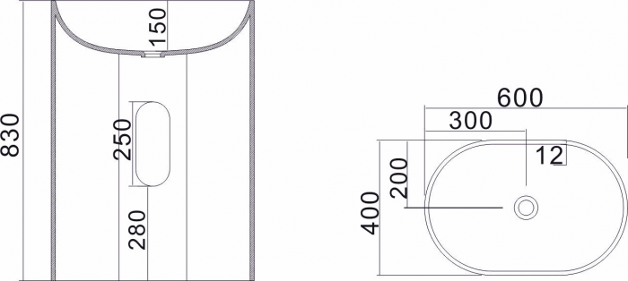 Раковина NS BATH NSF-6040G (глянцевая) 60х40. Фото