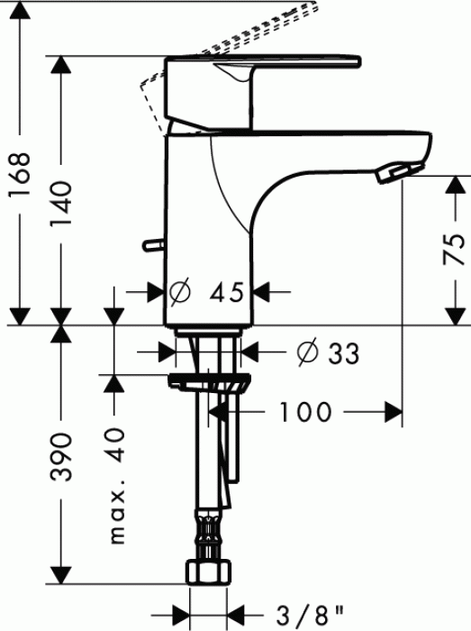 Смеситель для раковины HANSGROHE Tails E2 31612000. Фото