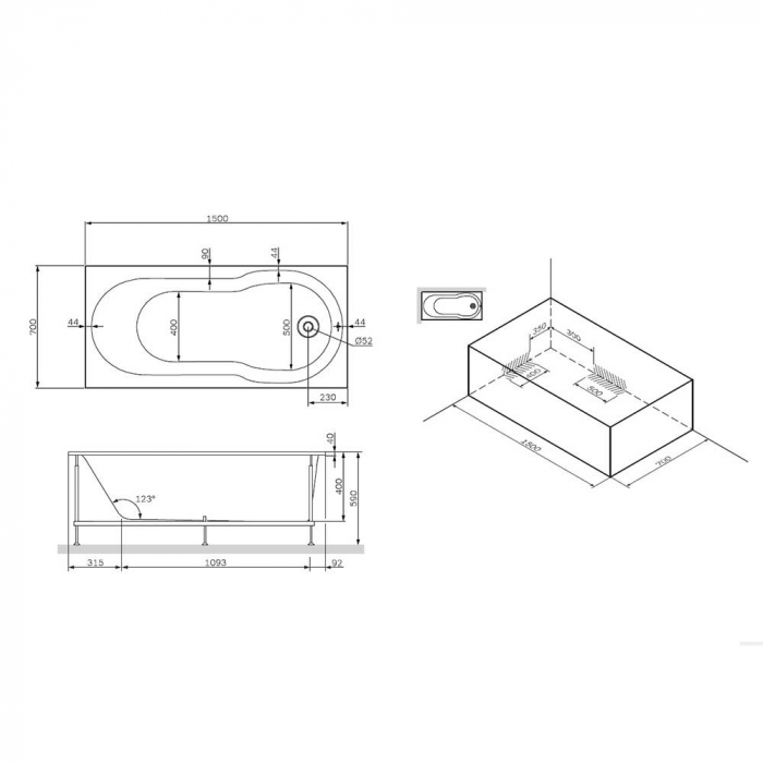 Каркас для ванны 150х70 см AM.PM X-Joy W88A-150-070W-R. Фото