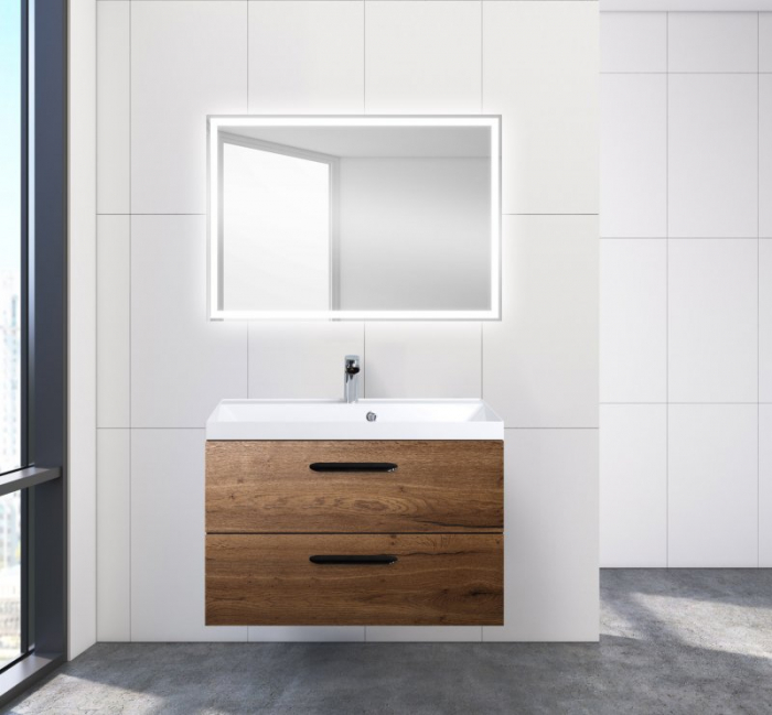 Тумба под раковину подвесная BELBAGNO AURORA-800-2C-SO-RT Rovere Tabacco. Фото