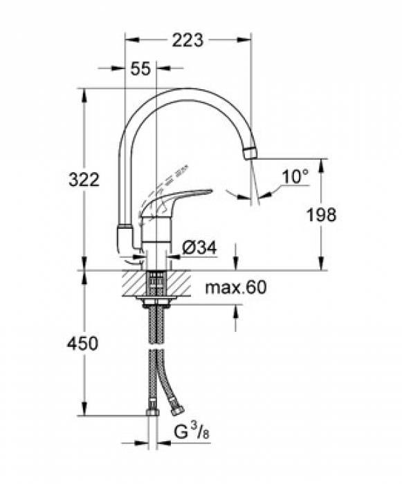 Смеситель для мойки GROHE Euroeco 32752000. Фото