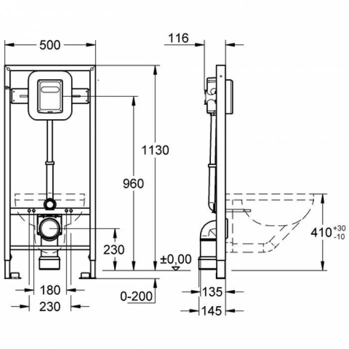 Инсталляция для подвесного унитаза GROHE Rapid SL 38519001. Фото
