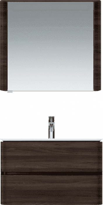 Зеркальный шкаф с подсветкой 80 см, левый, табачный дуб AM.PM Sensation M30MCL0801TF. Фото