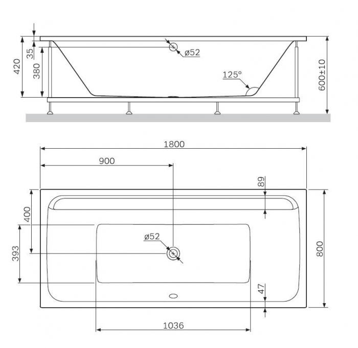 Ванна акриловая 180х80 см AM.PM Inspire 2.0 W52A-180-080W-A. Фото