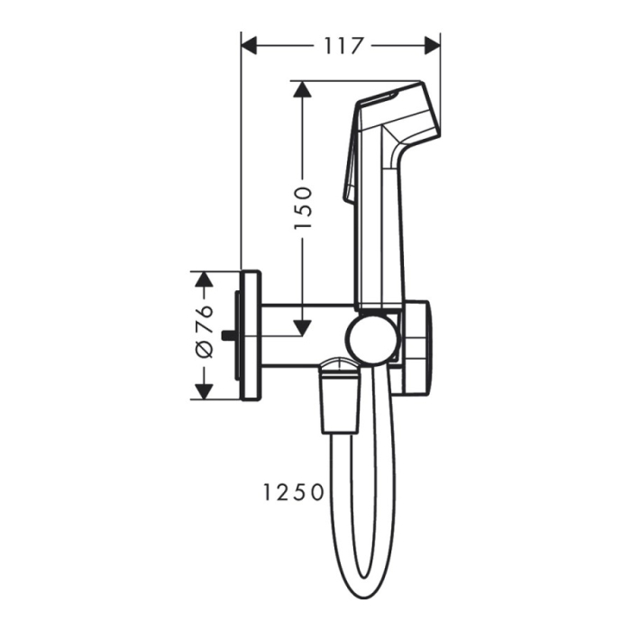 Гигиенический душ Hansgrohe S 1 jet EcoSmart+ со смесителем (внешняя часть) хром 29232000. Фото