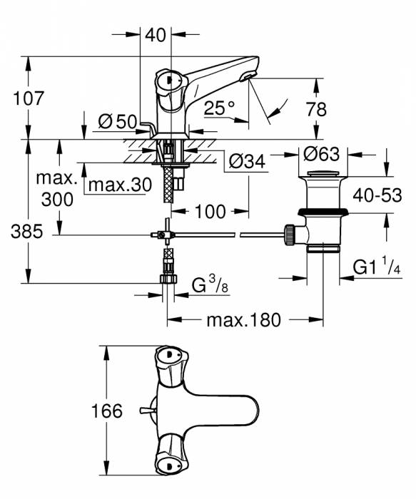 Смеситель для раковины GROHE Costa 21390001. Фото