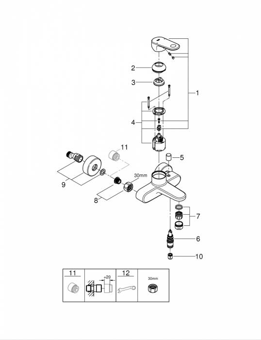 Смеситель для ванны GROHE Europlus New 33553002. Фото