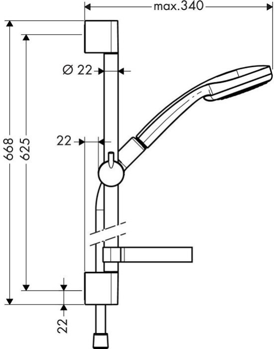 Душевой гарнитур Hansgrohe Croma 100 Vario/Unica’C 65cm 27772000. Фото