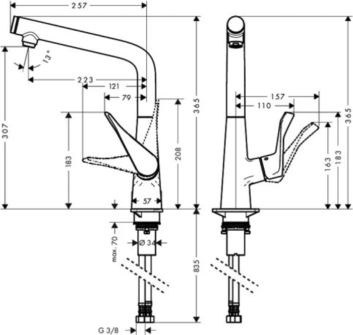 Смеситель для кухни Hansgrohe Metris Select хром 14883000. Фото