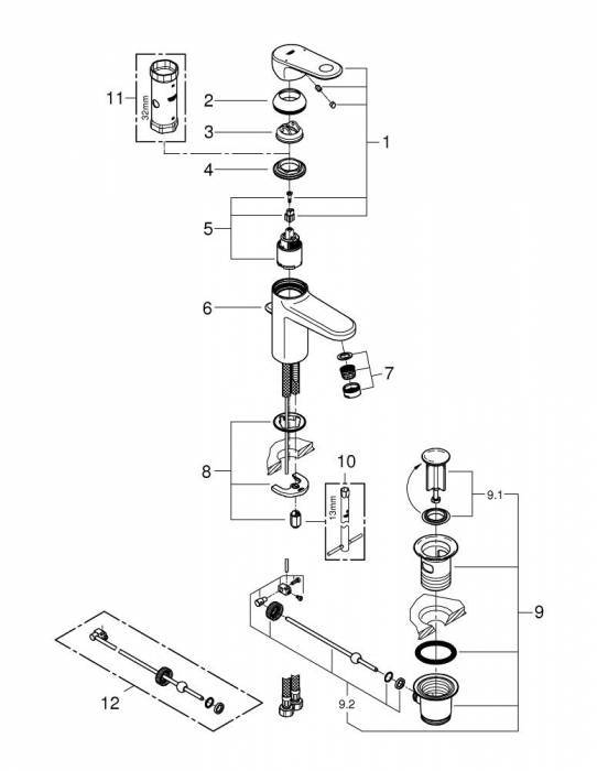 Смеситель для раковины Grohe Europlus 3261200E. Фото