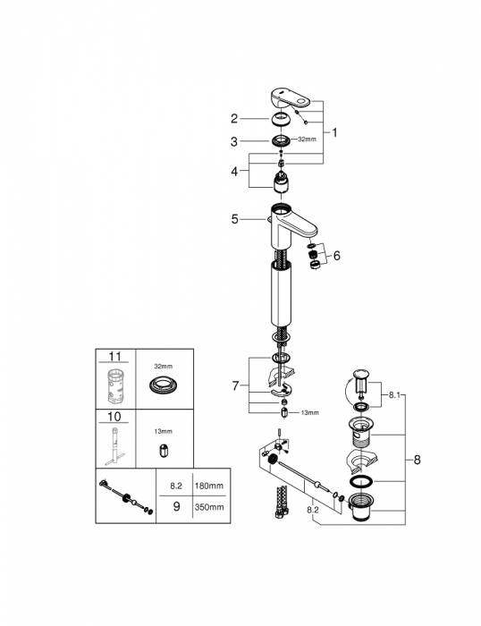 Смеситель для раковины Grohe Europlus 32618002. Фото