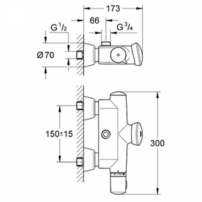 Смеситель термостатический для душа GROHE Eurodisc SE 36244000. Фото