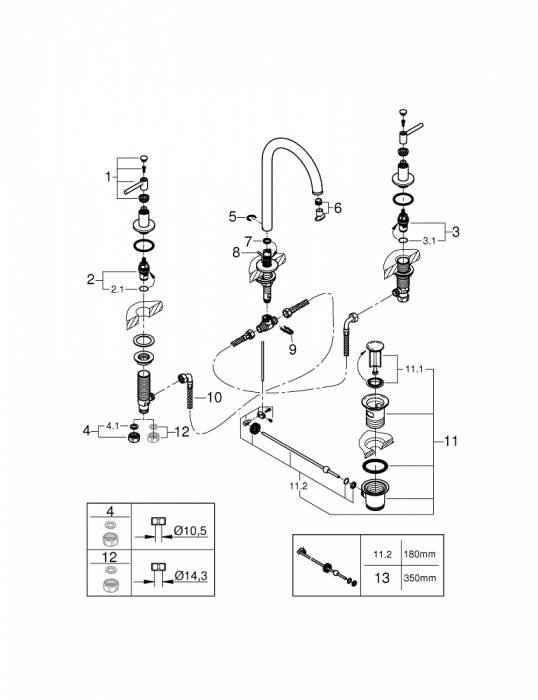 GROHE 20009003 Atrio New Смеситель двухвентильный для раковины на 3 отверстия, монтаж на бортик, размер M. Фото