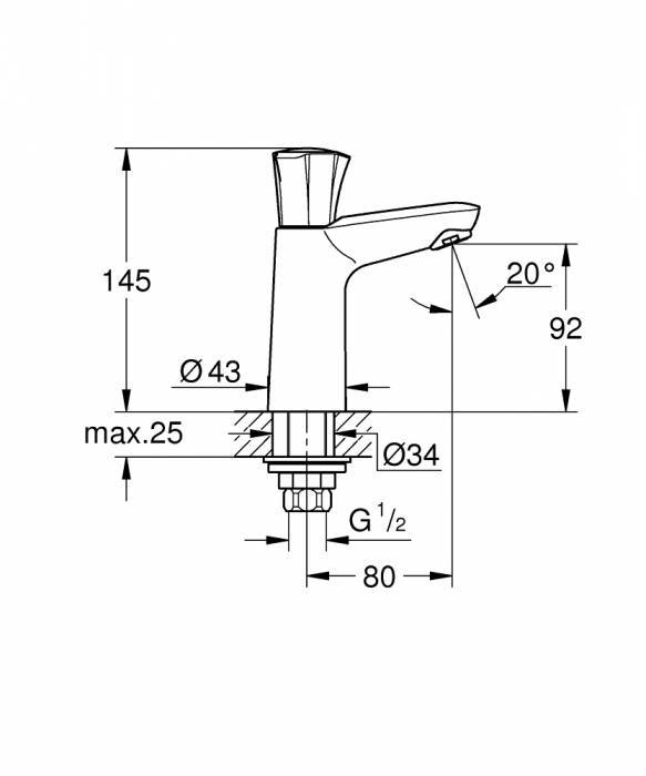 GROHE 20186001 Costa L  Вертикальный вентиль, синяя маркировка. Фото