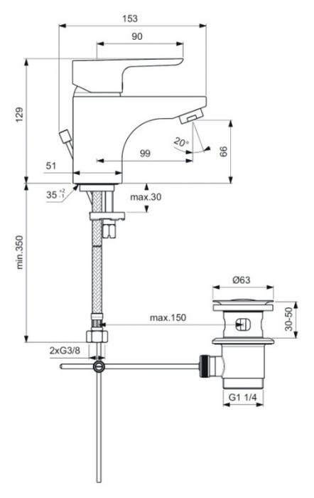 Смеситель для раковины IDEAL STANDARD Ceraplan III B0700AA. Фото