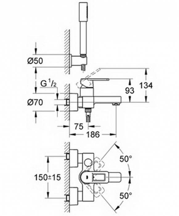 Смеситель для ванны GROHE Lineare 33850000. Фото