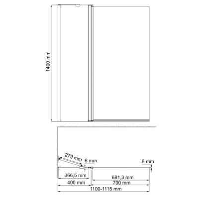 Стеклянная шторка на ванну WASSERKRAFT Berkel 48P02-110 Fixed. Фото