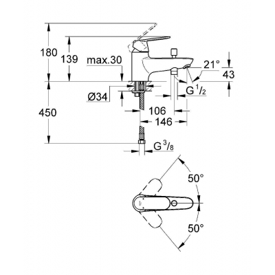 GROHE 32836000 ESM Cosmo Смеситель для ванны, на бортик. Фото