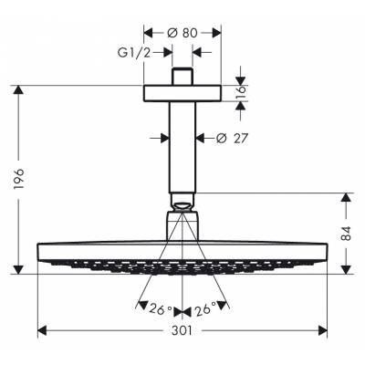 Верхний душ HANSGROHE Raindance Select S 300 2 jet 27337000. Фото