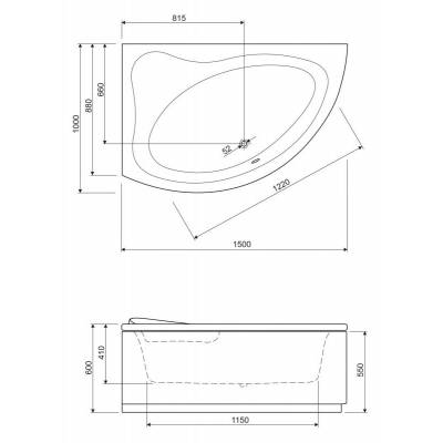 Ванна акриловая CEZARES Tebe 150x100. Фото
