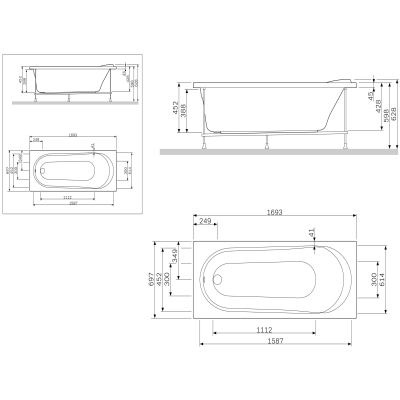 Декоративная фронтальная панель для ванн Joy/Spirit, 170х70 см AM.PM Joy W85A-170-070W-P. Фото
