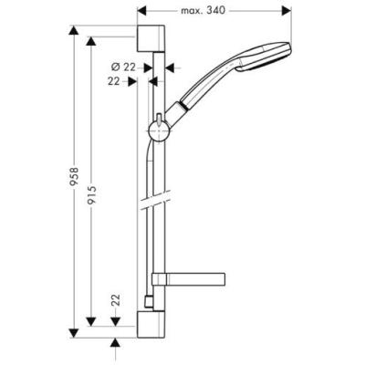 Душевой гарнитур Hansgrohe Croma 100 Vario/Unica 90cm 27771000. Фото