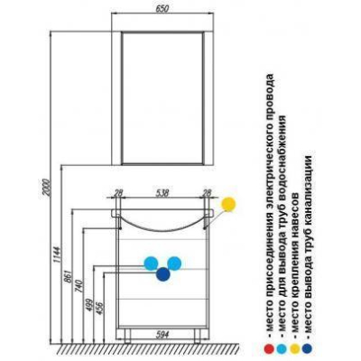 Зеркало АКВАТОН Ария 65 (белый) 1A133702AA010. Фото