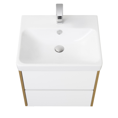 Тумба под раковину подвесная AQUATON Сканди 55 Белый Глянцевый/Дуб Рустикальный 1A251701SDZ90. Фото