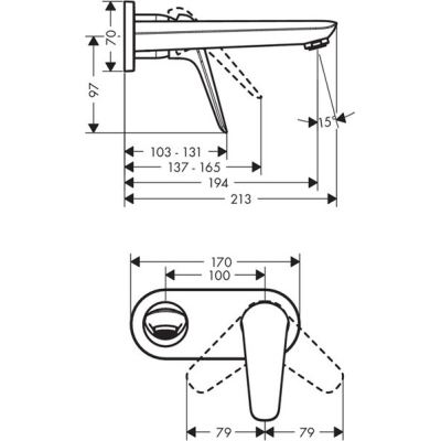 Смеситель для раковины Hansgrohe Novus 195 71127000 (внешняя часть). Фото