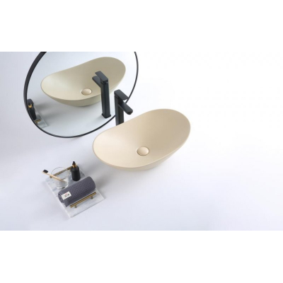 Раковина накладная BELBAGNO 60х37 BB1404-H316 бежевая матовая. Фото