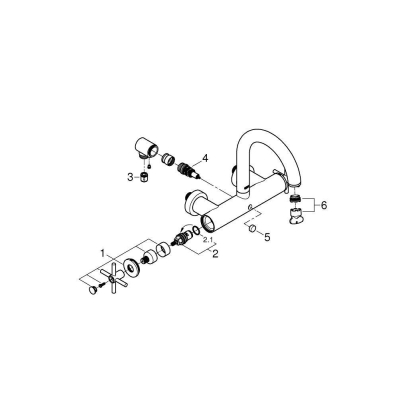 GROHE 25010AL3 Atrio New Смеситель двухвентильный для ванны, настенный монтаж, крестообразные ручки, Графит. Фото