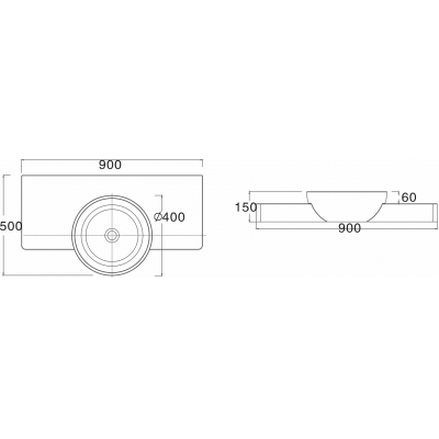 Раковина NS BATH NSS-9052G (глянцевая) 90х50. Фото